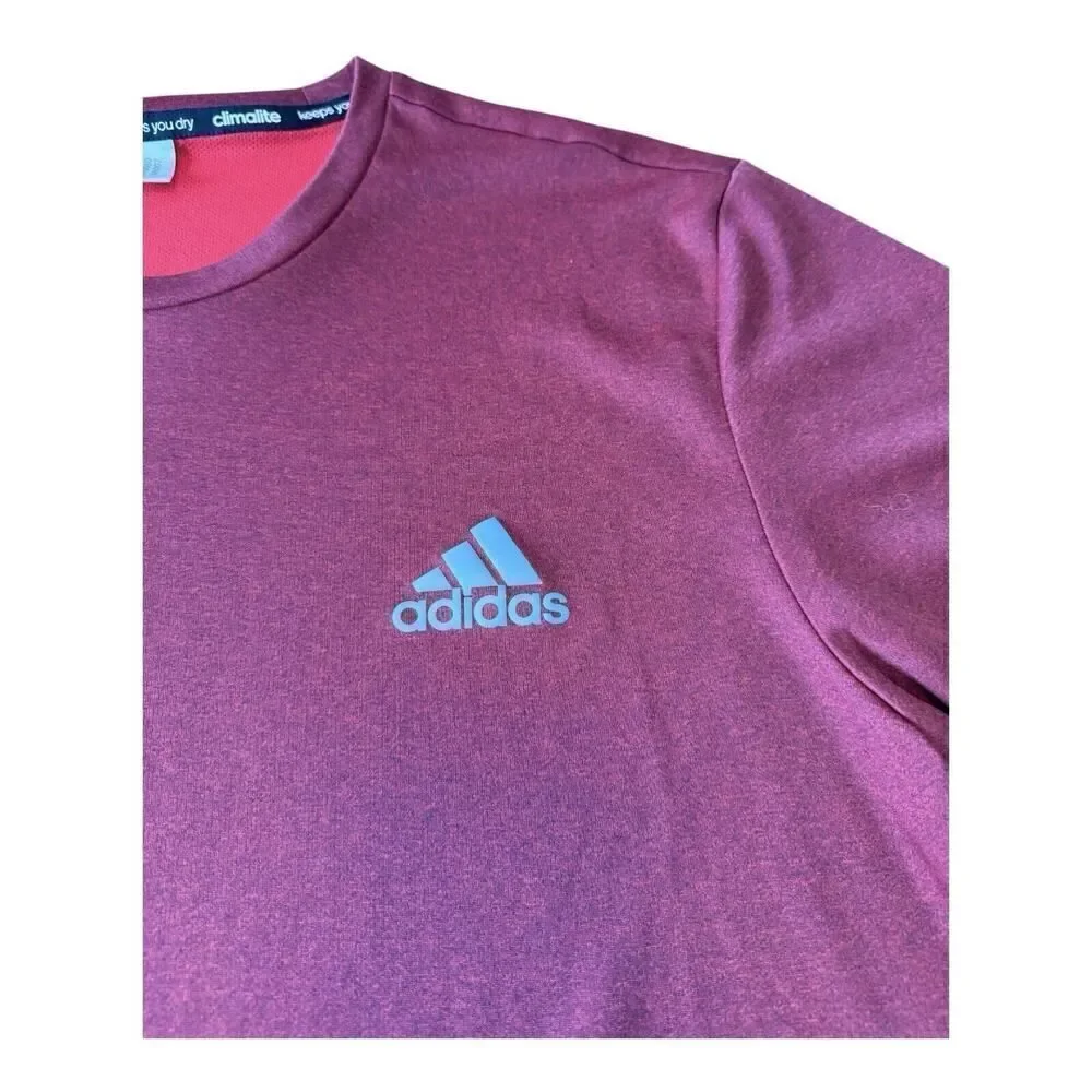 Adidas Shirt Mens Large Red Short Sleeve Climalite Outdoors Athletic Gym L